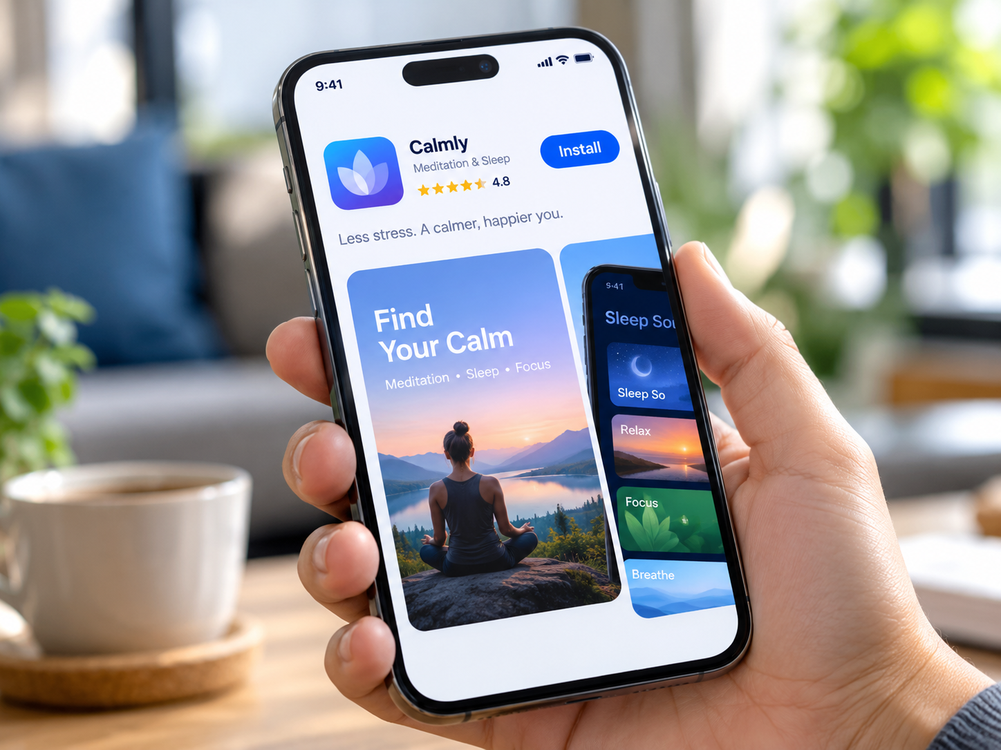 Mobile app ad on a smartphone