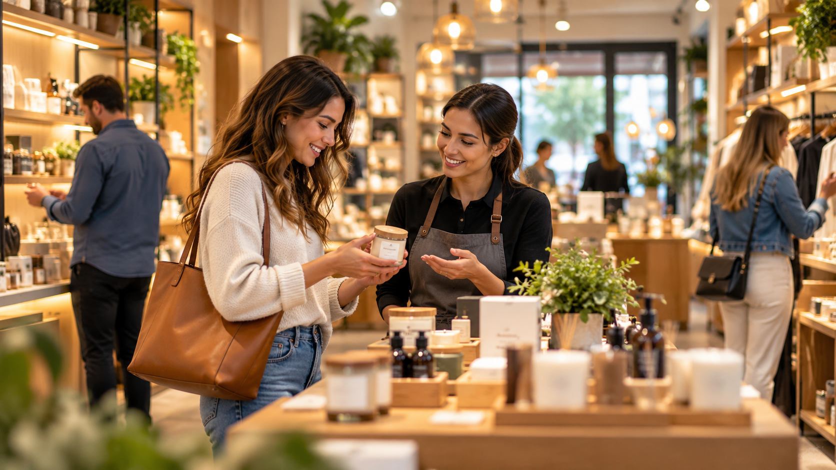 Customers inside a retail store