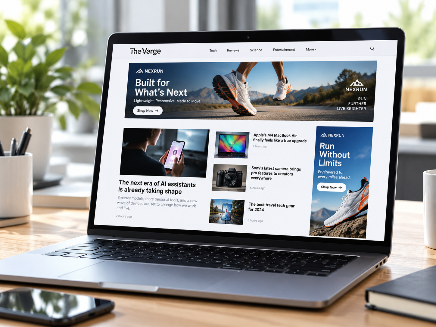 Display banner ad on a website